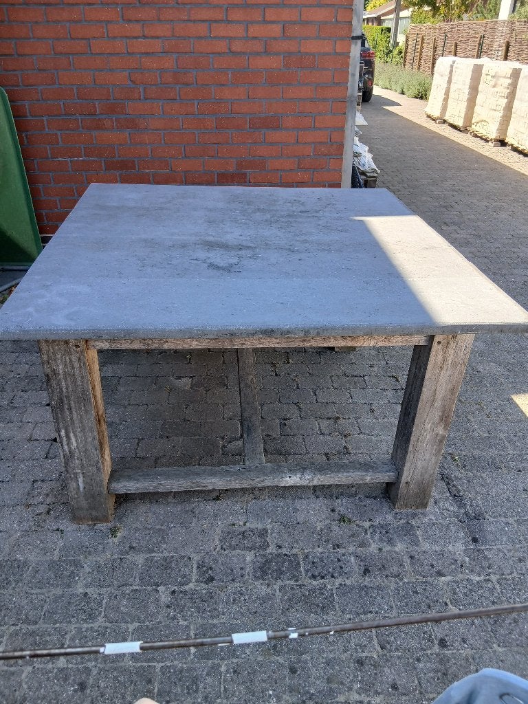Luxe tuintafel (120x120) arduinen blad en vergrijsd Teak, Enlèvement, Utilisé, Carré, Autres matériaux