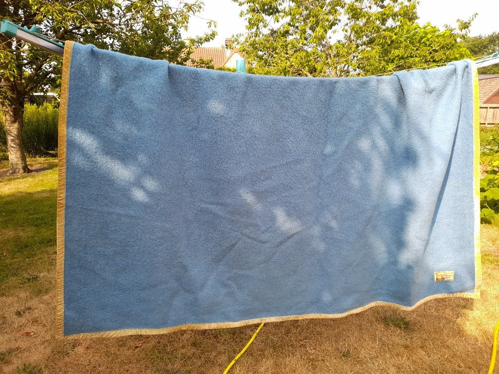 Wollen deken.HATEMA., Huis en Inrichting, Ophalen, Gebruikt, Blauw, Tweepersoons