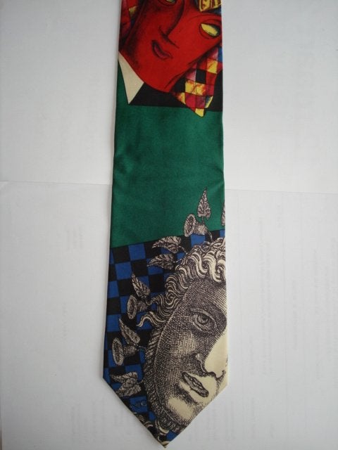 Cravate en soie V2 by Versace Das, Gianni Versace, À motif, Comme neuf, Vert