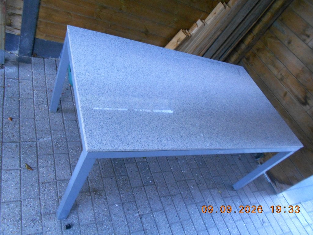 tuintafel met stenen blad, Ophalen, Gebruikt, Rechthoekig, Aluminium