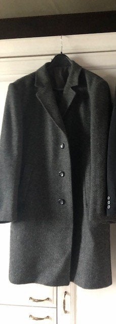 mooie, lange  retro herenjas, Kleding | Heren, Ophalen of Verzenden, Gedragen, Maat 52/54 (L), Grijs