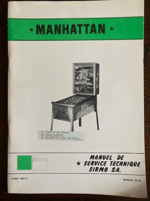 BINGO SIRMO MANHATTAN MANUEL 05.81 MANUEL DE SERVICE TECHN., Ophalen of Verzenden, Zo goed als nieuw
