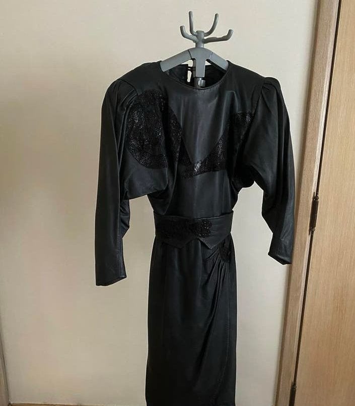 Vintage Lederen cocktailjurk Maat S, Zwart, Cocktailjurk, Ophalen of Verzenden, Zo goed als nieuw