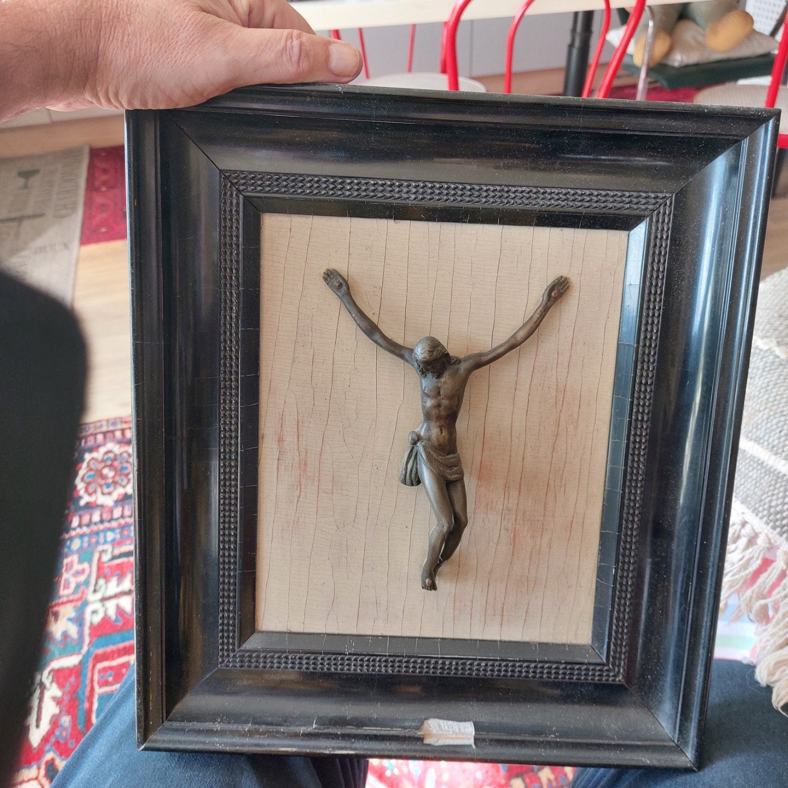 mooie antieke kader met kruisbeeld 32cm op 36 cm, Enlèvement