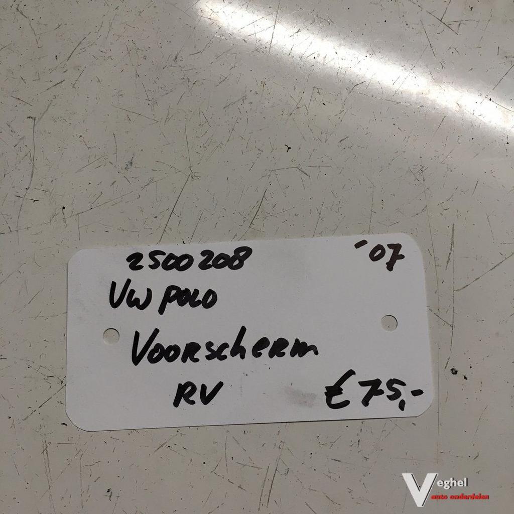 Vw Polo 1.2 B 3 cilinder 3 drs 2007 2500208  Voorscherm Rech, Ophalen, Gebruikt, -, -