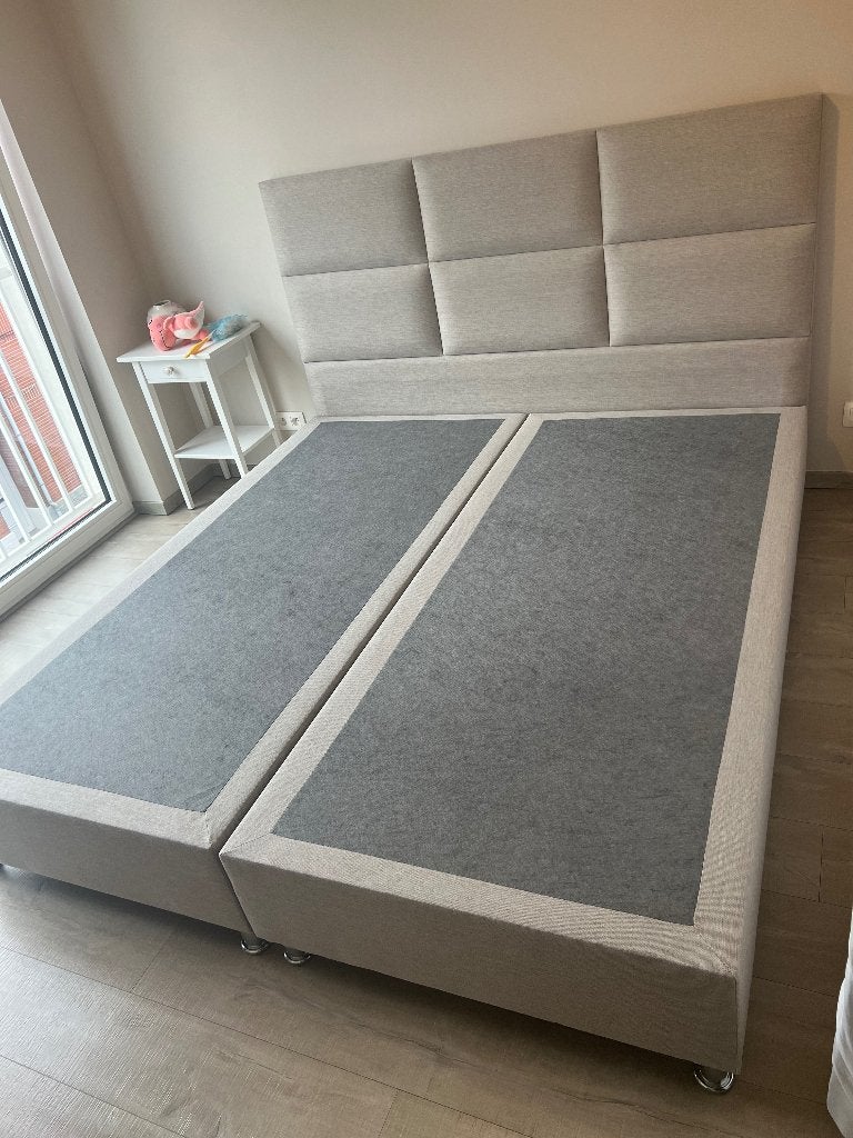 Lit Boxspring 180x200 beige, Maison & Meubles, Beige, Comme neuf, Enlèvement, 180 cm