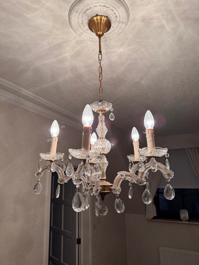 Luster glas, Huis en Inrichting, Lampen | Kroonluchters, Ophalen, Gebruikt, Glas
