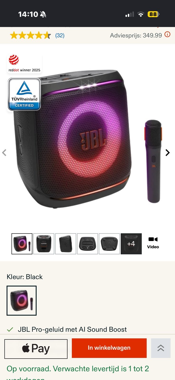 Jbl partybox, Audio, Tv en Foto, Ophalen, Zo goed als nieuw