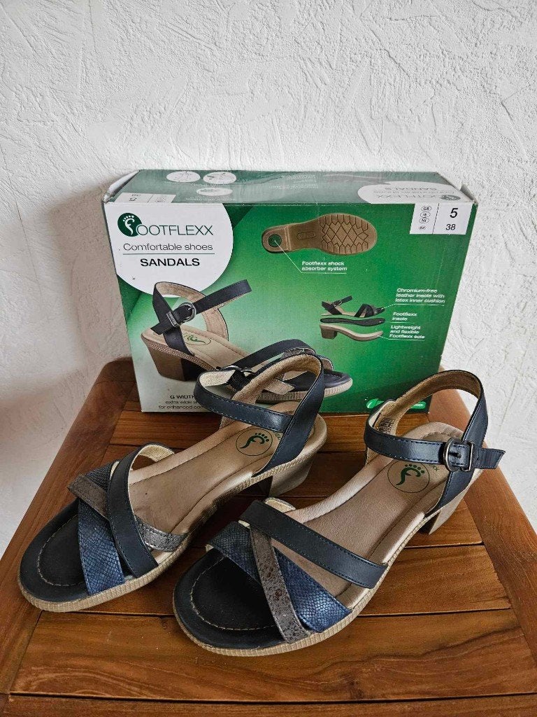 Sandales confortables Footflexx pointure 38, Blauw, Gedragen, Sandalen of Muiltjes, Ophalen of Verzenden