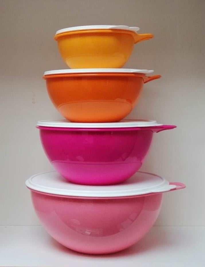 Tupperware™ « Super Mixing Bowl » 1,4 - 3 - 4,5 en 7,8 liter, Huis en Inrichting, Keuken | Tupperware, Nieuw, Bak of Kom, Oranje