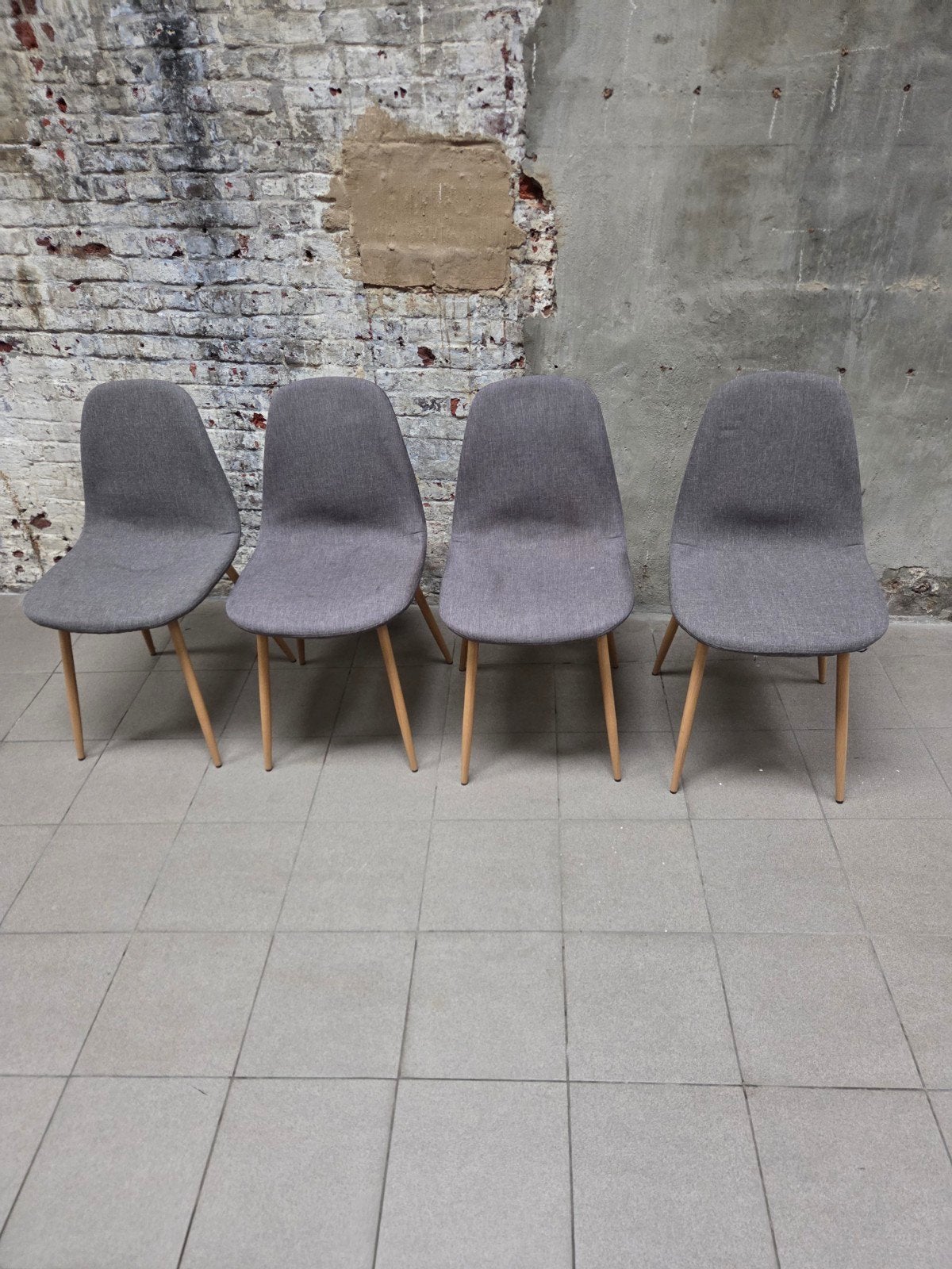eetkamerstoelen, Huis en Inrichting, Ophalen, Gebruikt, Grijs, Vier