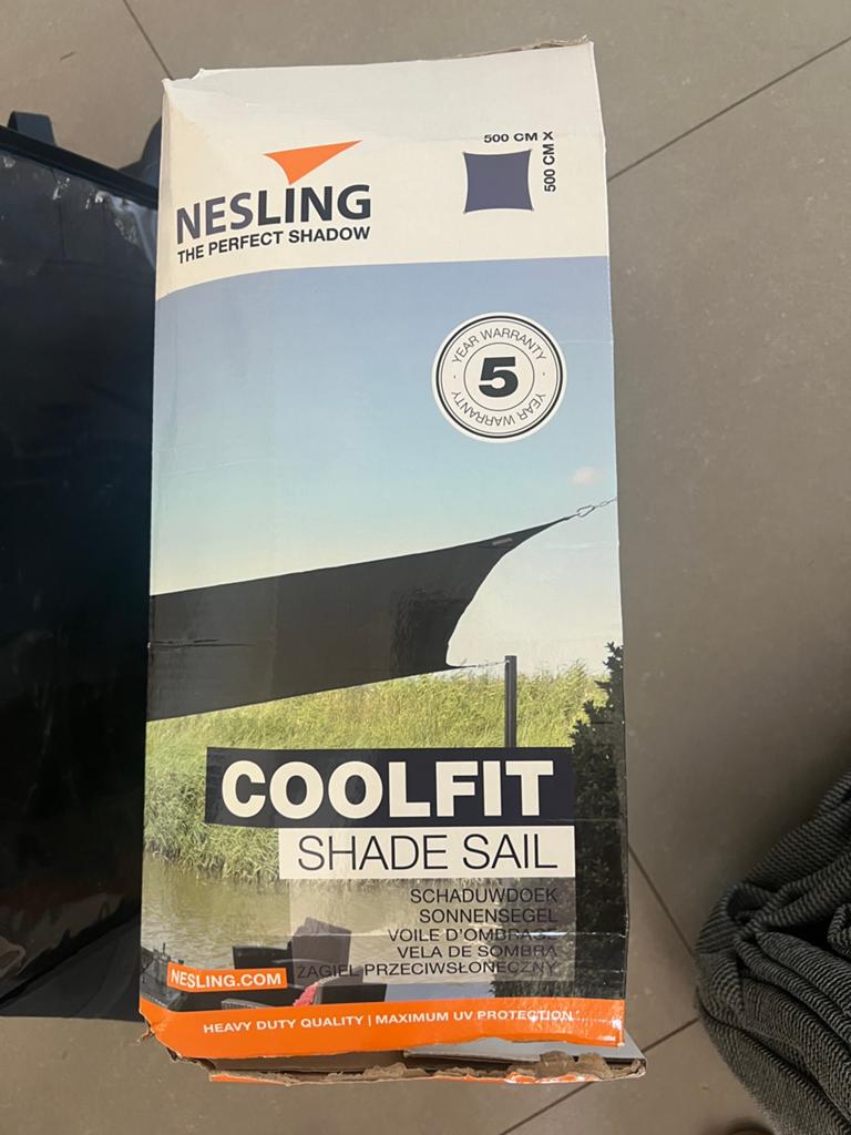 Schaduwdoek nesling 500 op 500 cm (vierkant) coolfit, Tuin en Terras, Ophalen, Zo goed als nieuw