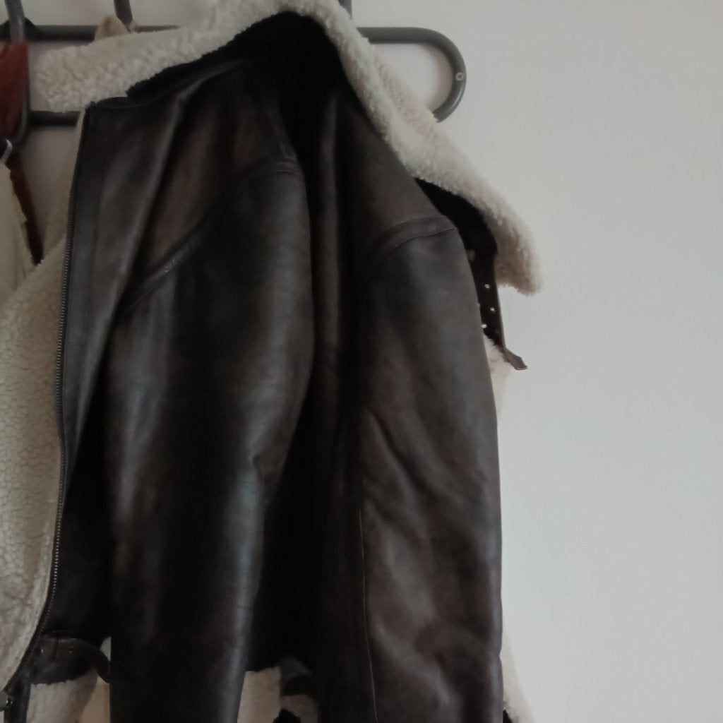 RAF Aviator Bomber En Cuir Véritable, Taille 38/40 (M), Fait main, Comme neuf, Brun