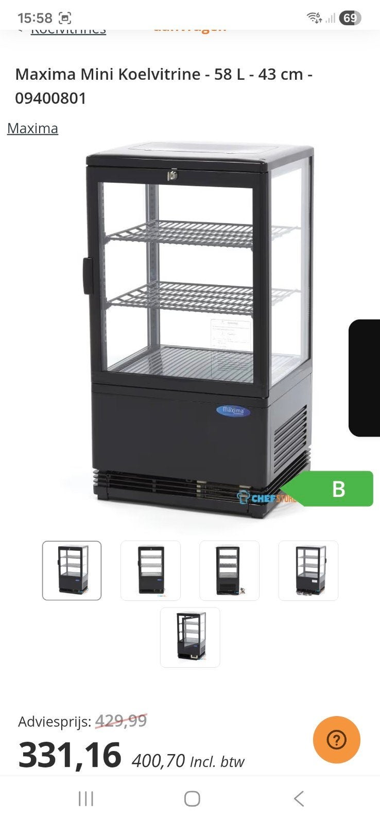 vitrine frigo, Huis en Inrichting, Ophalen, Nieuw