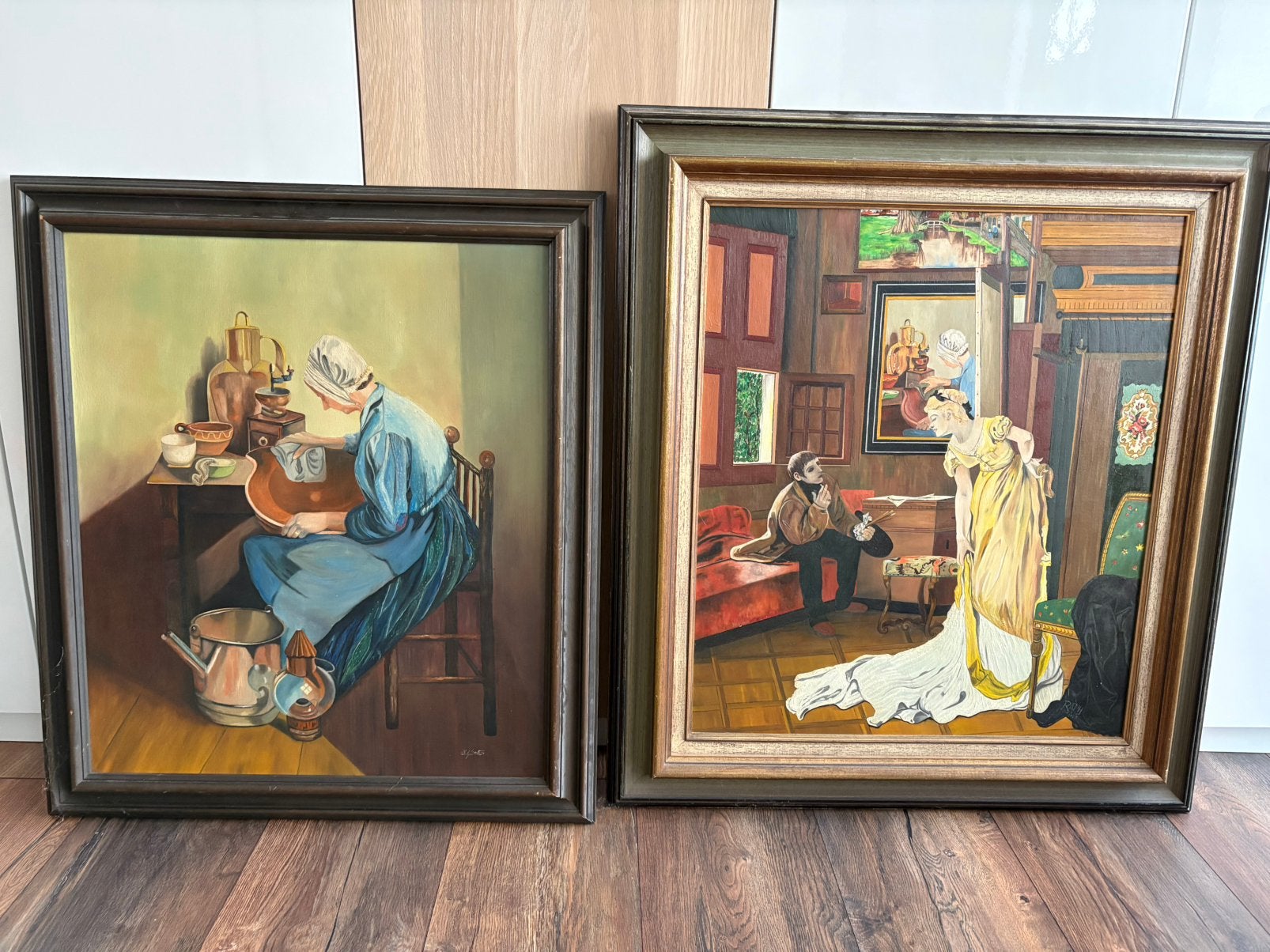 Originele RAPH kunst – karaktervolle duo‑schilderijen, Antiek en Kunst, Ophalen, Vintage