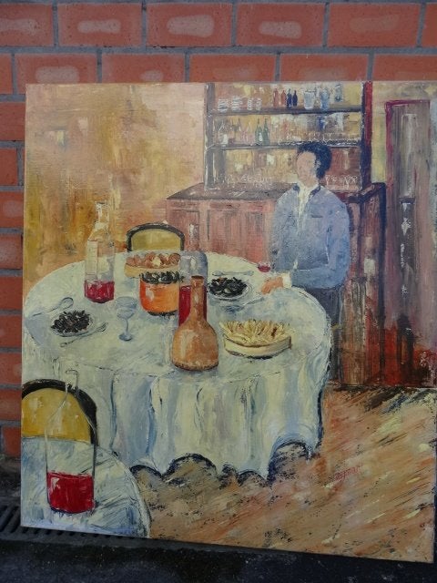 peinture impressionniste –mangeur de moules – Yan Roggemans, Enlèvement, Impressionniste, Toile