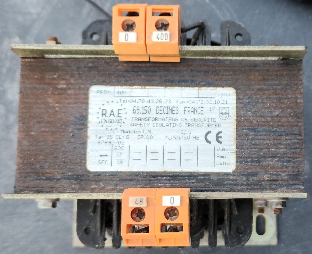 Transformateur d'isolement Pr. 400VAC Sec. 48VAC 630VA, Enlèvement, Comme neuf