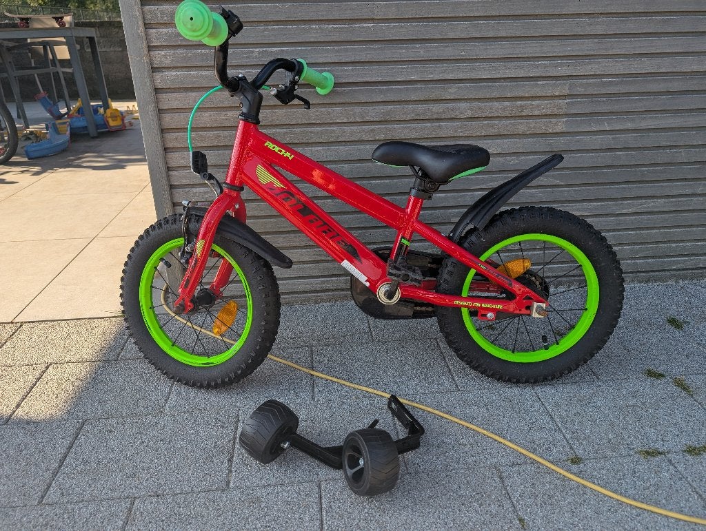 Kinderfiets 14 inch, Fietsen en Brommers, Ophalen, Terugtraprem, Zijwieltjes, Gebruikt