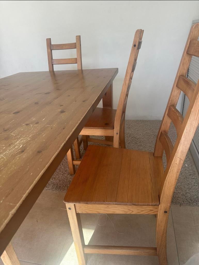 Eettafel + stoelen, Huis en Inrichting, Complete eetkamers, Ophalen, Gebruikt, 4 tot 6 stoelen