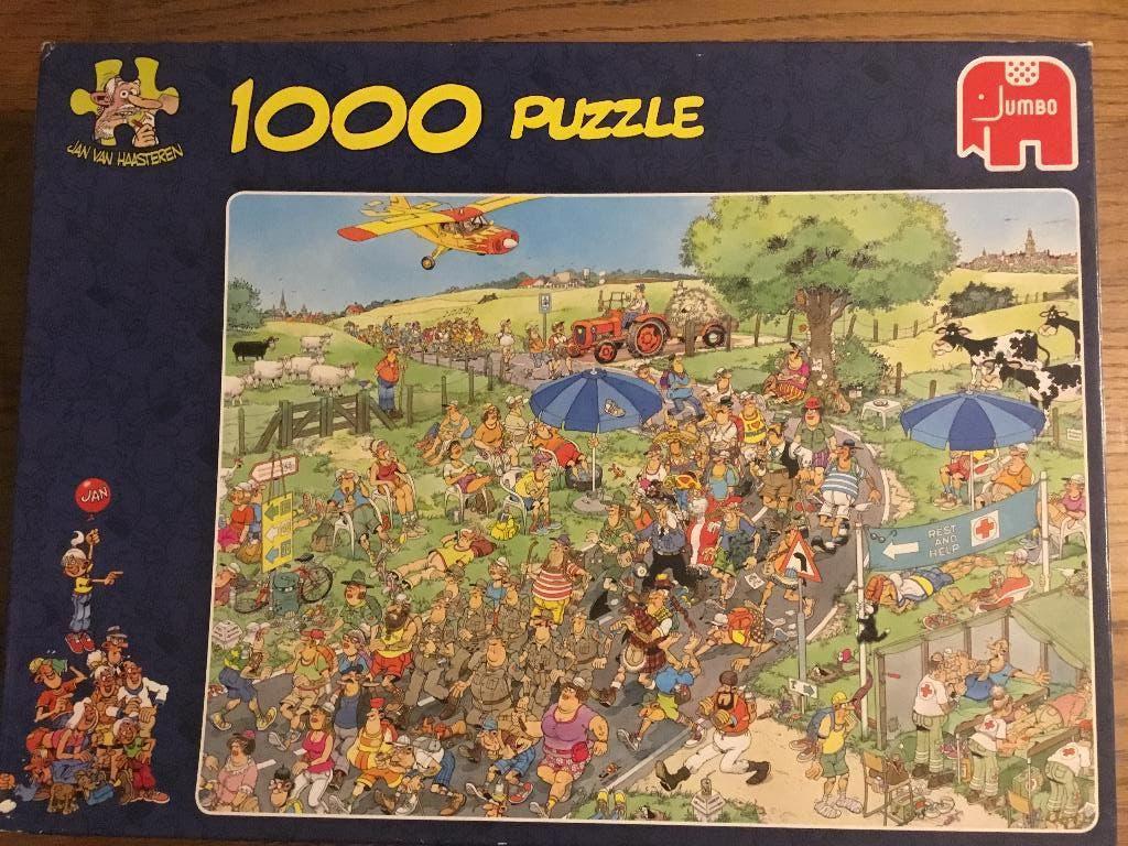 Puzzel Jumbo 1000 Jan Van Haasteren De mars, Ophalen of Verzenden, 500 t/m 1500 stukjes, Gebruikt, Legpuzzel