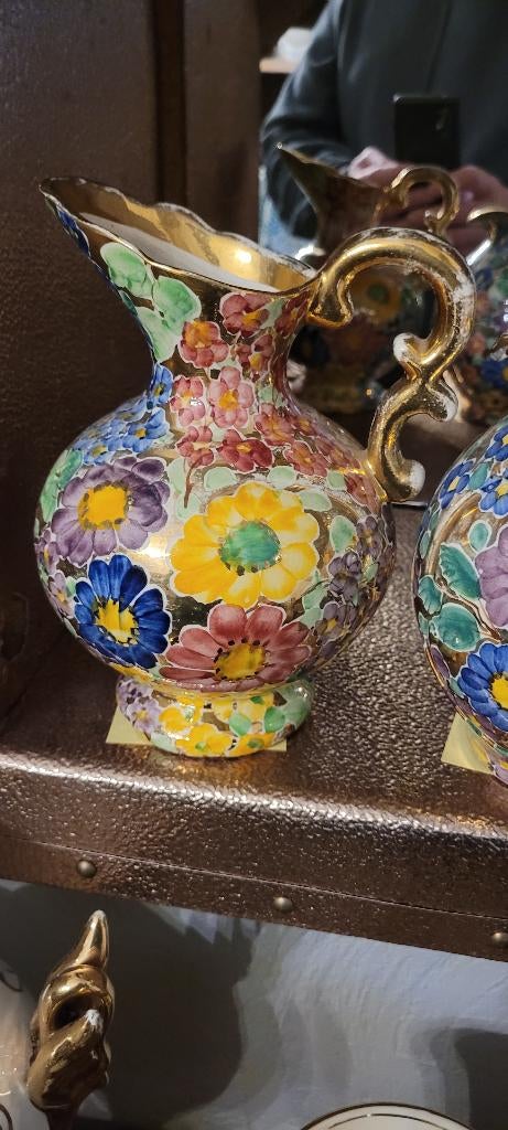 Vase/pichet céramique décor fleurs, Enlèvement