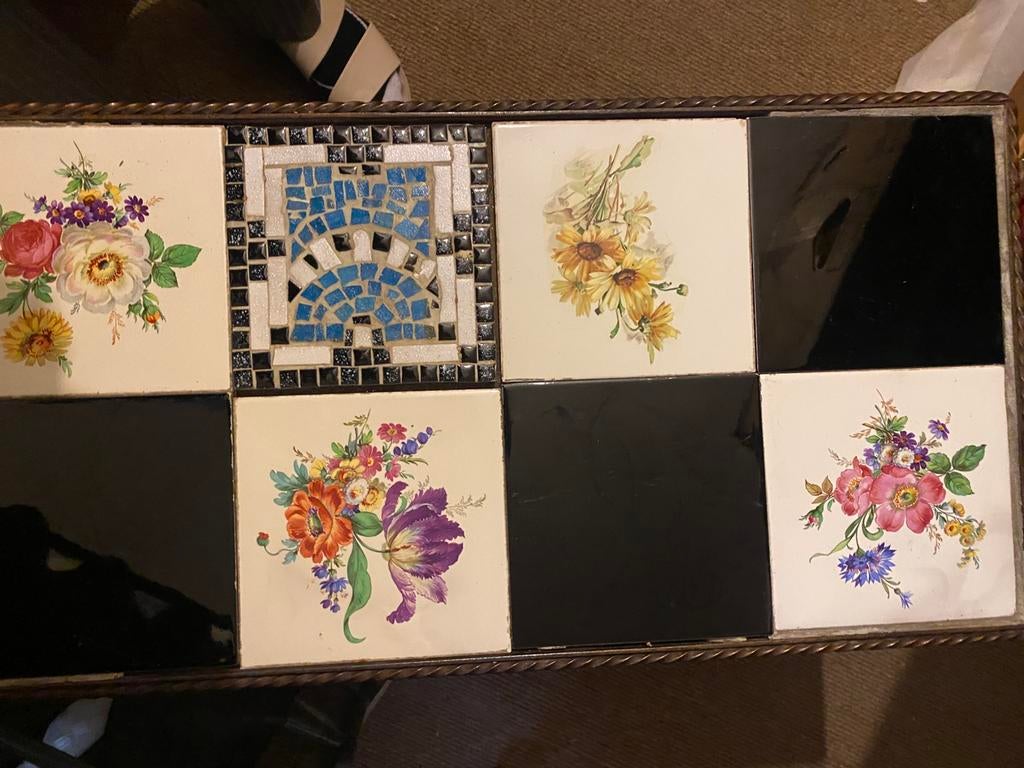 Vintage bijzettafel mozaïek, Huis en Inrichting, Tafels | Bijzettafels, Ophalen, Gebruikt, Rechthoekig