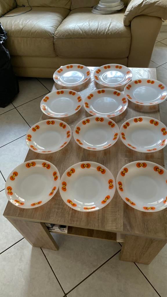 Lot de 11 assiettes arcopal année 70 excellent état, Comme neuf