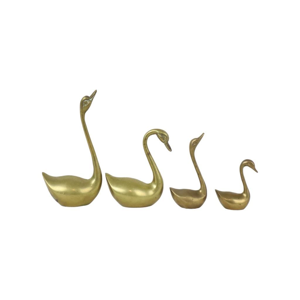 Vintage Zwanen Messing Koper Set van 4 MTC Brass, Ophalen of Verzenden, Gebruikt, Dier