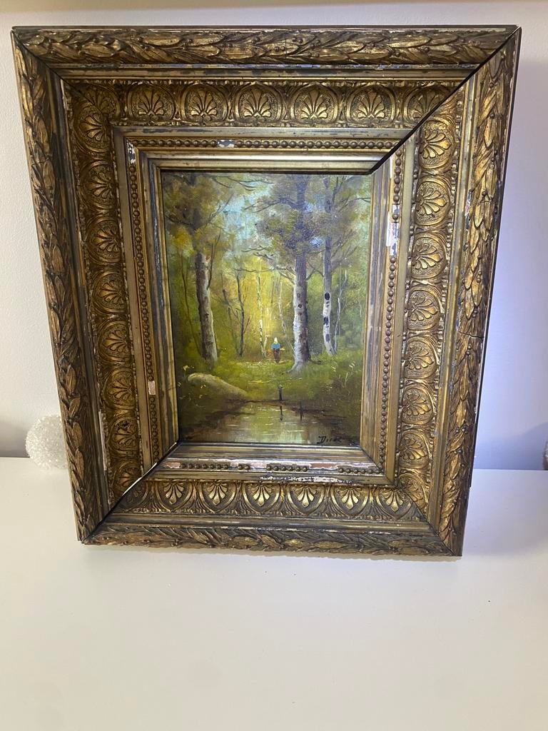 Peinture sur bois signè Dick Louis école de Barbizon, Enlèvement ou Envoi