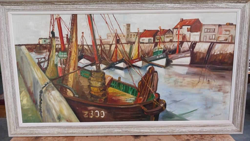 ZEEBRUGGE oude vissershaven schilderij, Ophalen