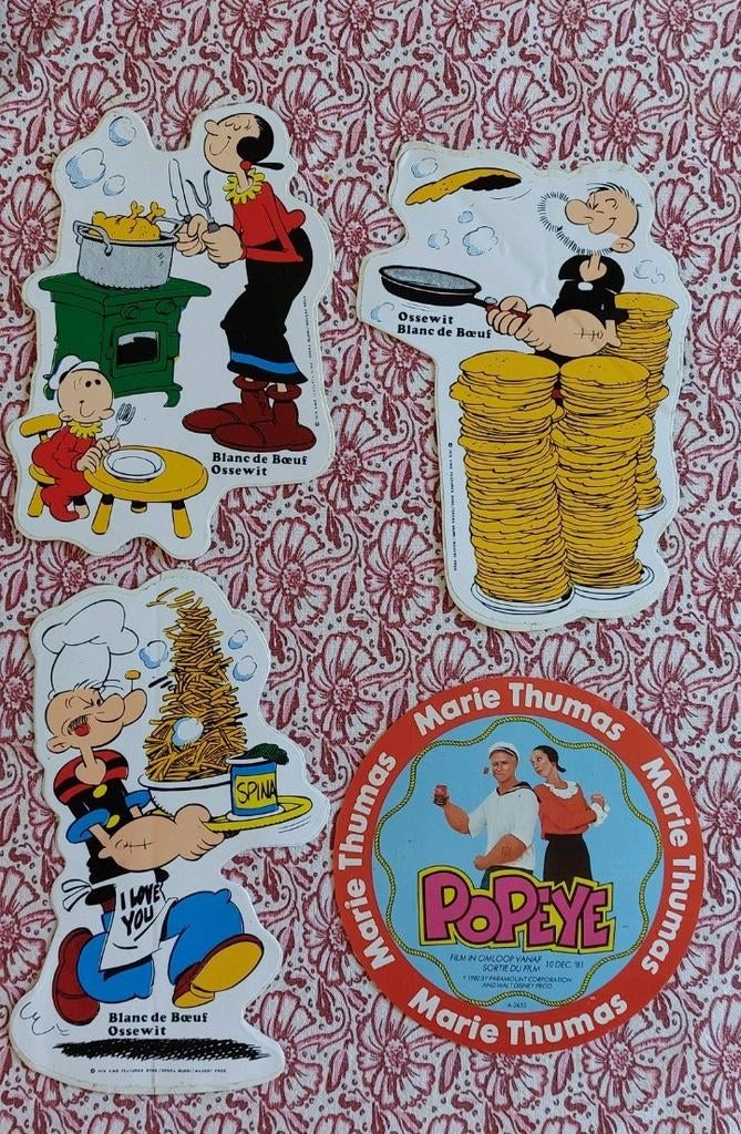 4 Popeye stickers, Ophalen of Verzenden, Zo goed als nieuw, Strip of Tekenfilm
