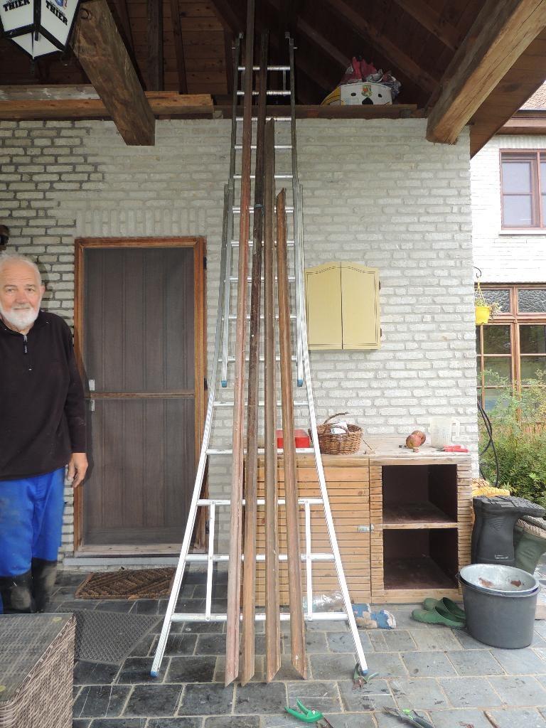 Volhouten trapleunen eik e.a., Doe-het-zelf en Bouw, Ophalen, Gebruikt, Eiken, Balk
