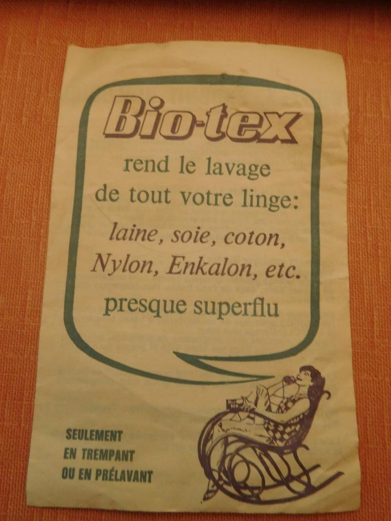 Oude reclame van Bio-tex, Verzamelen, Ophalen of Verzenden, Gebruikt