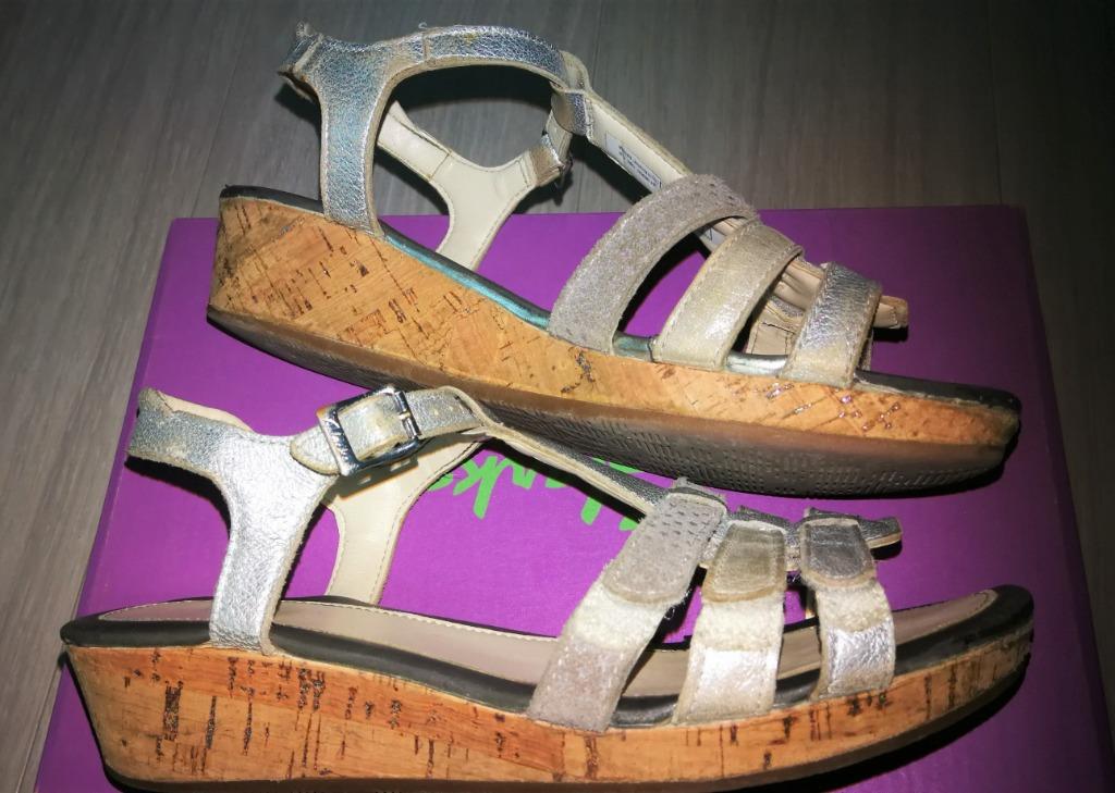 Zilveren sandalen - Clarks - maat 37, Gebruikt, Meisje, Clarks, Overige typen
