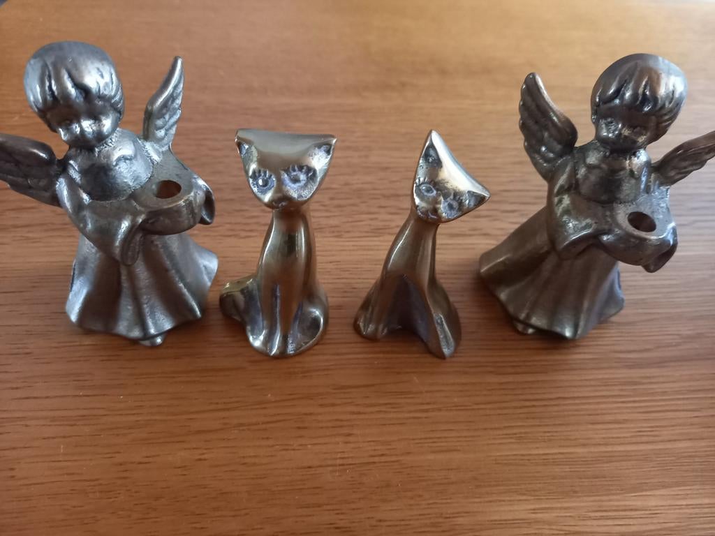 2x engel mini kaarsenhouder + 2 Siamese katten (50´s - 60´s), Ophalen, Koper