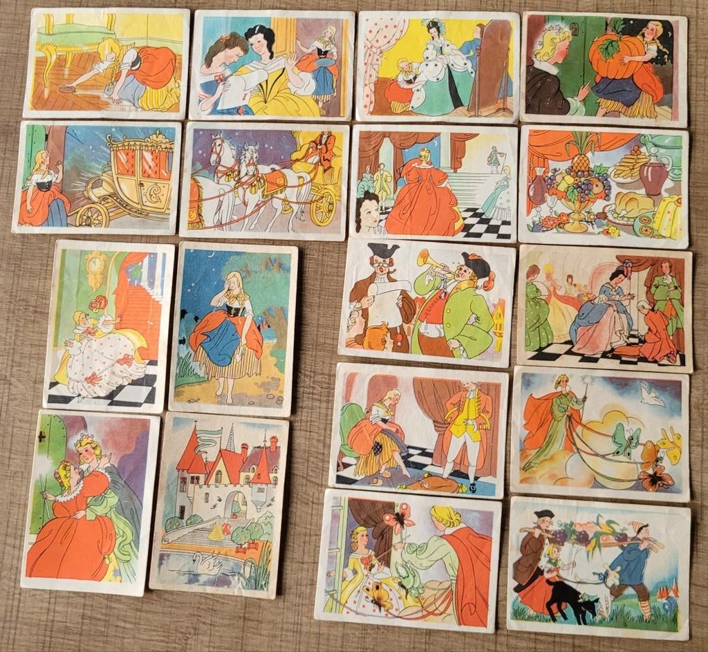 18 verzamelprentjes Asschepoester (Meurisse chocolade), Ophalen of Verzenden, Gebruikt