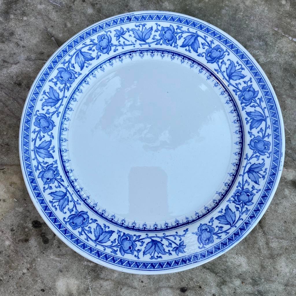 Set van 6 antieke grote platte borden Sarreguemines Syra, Ophalen of Verzenden