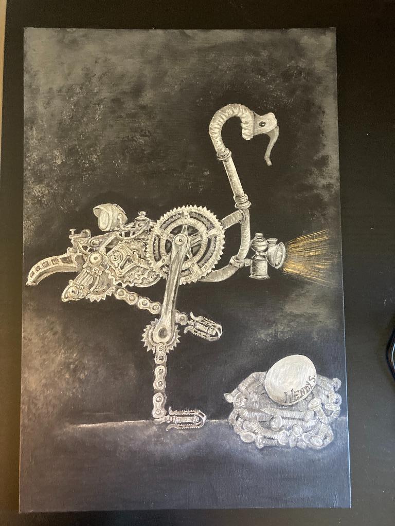 Surreal flamingo made of bicycle parts, Antiquités & Art, Enlèvement ou Envoi
