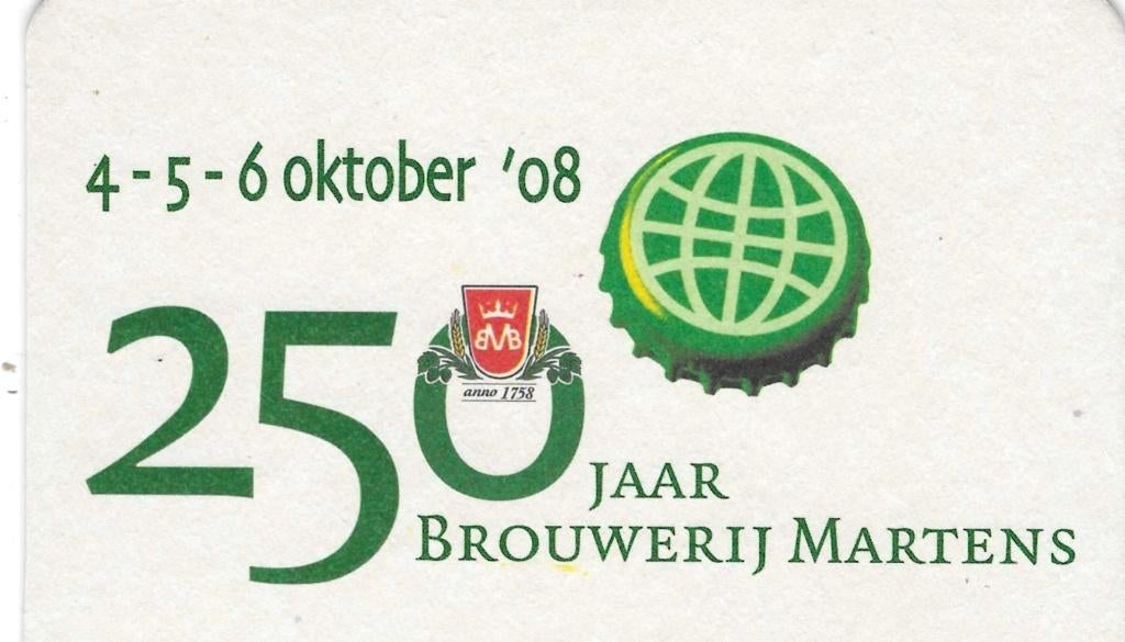 bierviltje 1st 250 jaar brouwerij Martens, Verzamelen, Verzenden