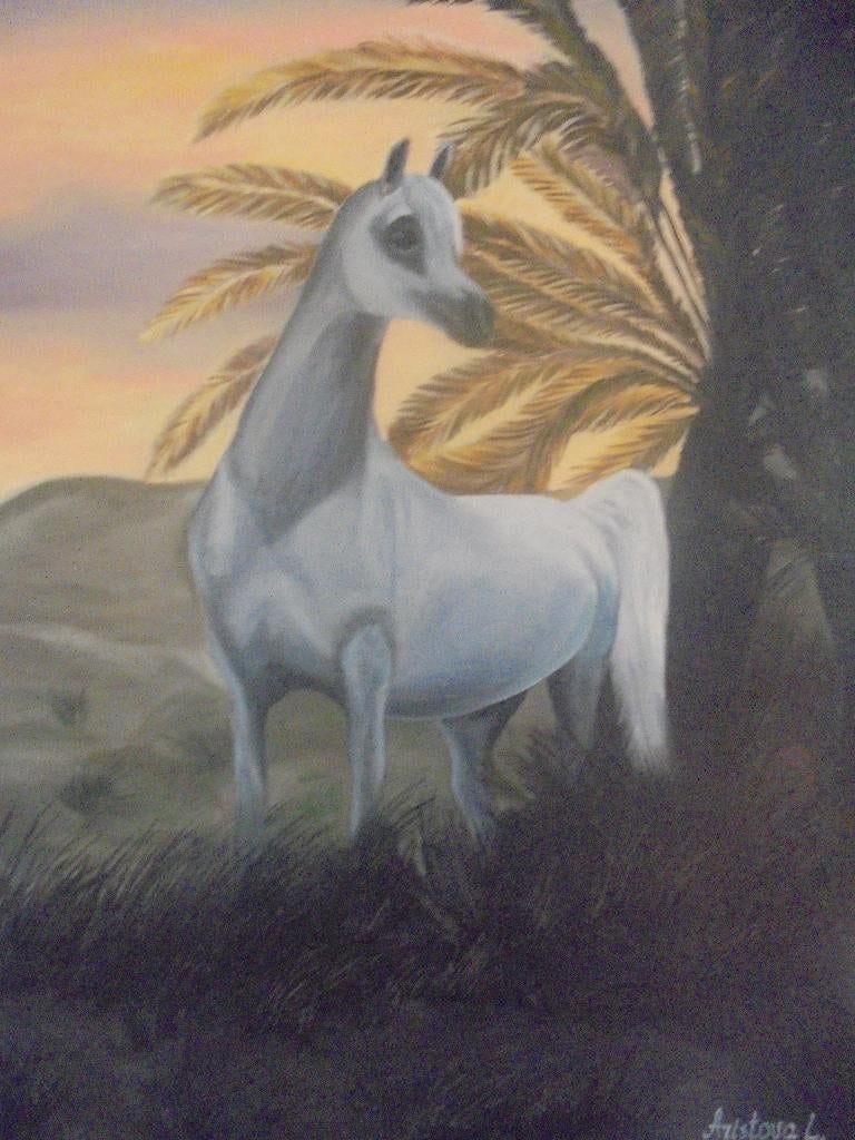peinture à l'huile Mold horse (50cm x 70cm), Antiquités & Art, Art | Peinture | Classique, Enlèvement ou Envoi