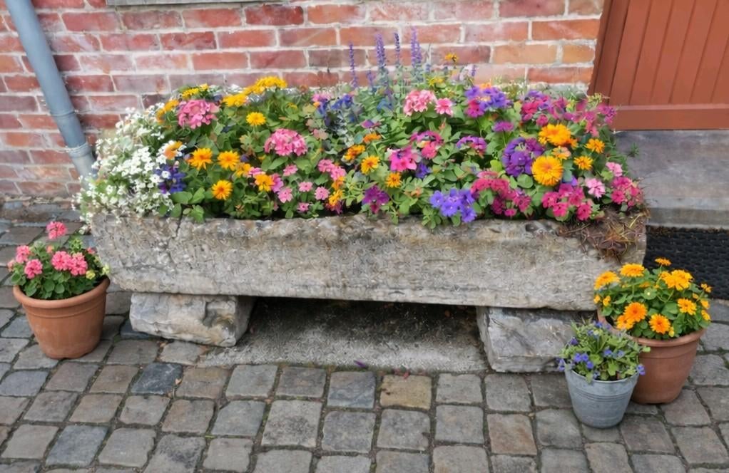 Oude authentieke paarden trog arduin voederbak, Ophalen