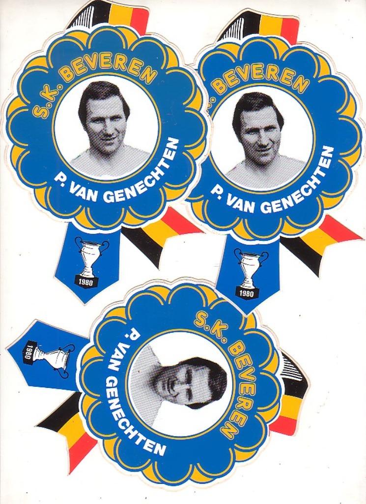 SK Beveren /P. Van Genechten / 1980 3 stickers / Vaste Prijs, Verzenden, Zo goed als nieuw, Poster, Plaatje of Sticker