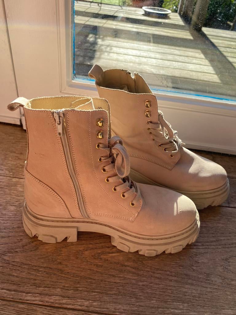 Bottes zippées à lacets Nelson, taille 39, Enlèvement ou Envoi, Beige, Comme neuf, Boots et Botinnes