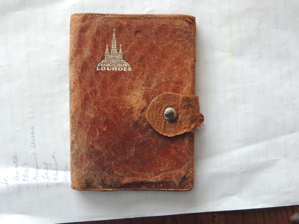 oude lederen portefeuille van lourdes, Handtassen en Accessoires, Portemonnees, Gebruikt, Bruin, Leder, Ophalen