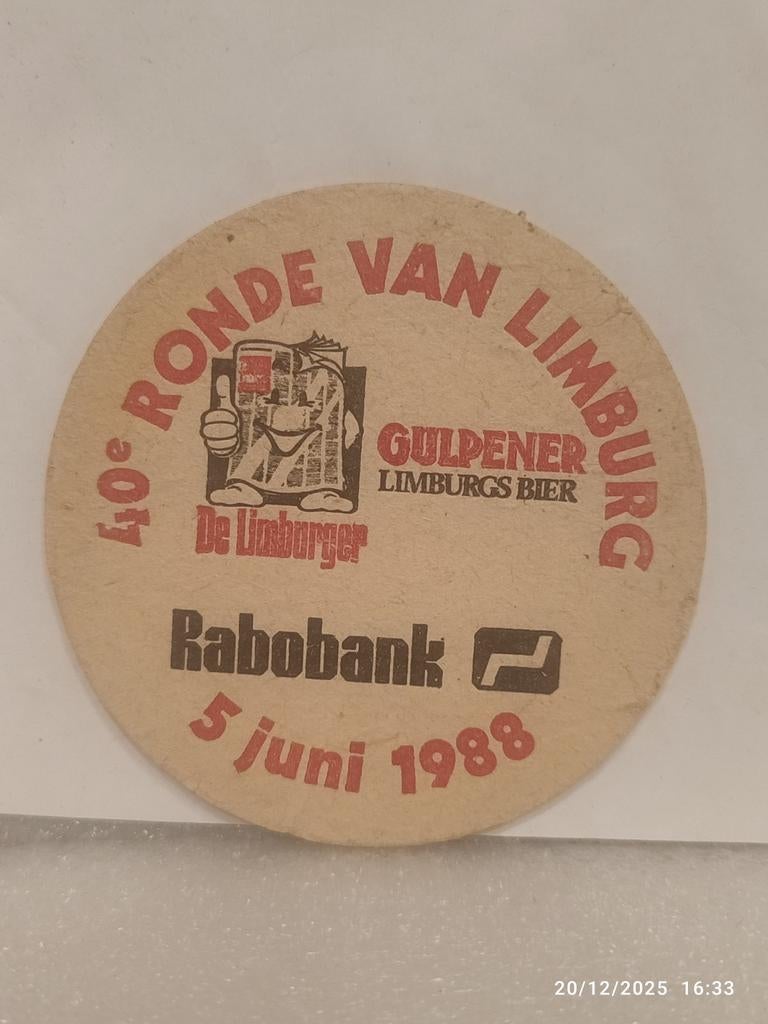 Voormalige GULPENER 40e RONDE VAN LIMBURG achtbaan., Verzamelen, Biermerken, Ophalen of Verzenden, Zo goed als nieuw, Viltje(s)