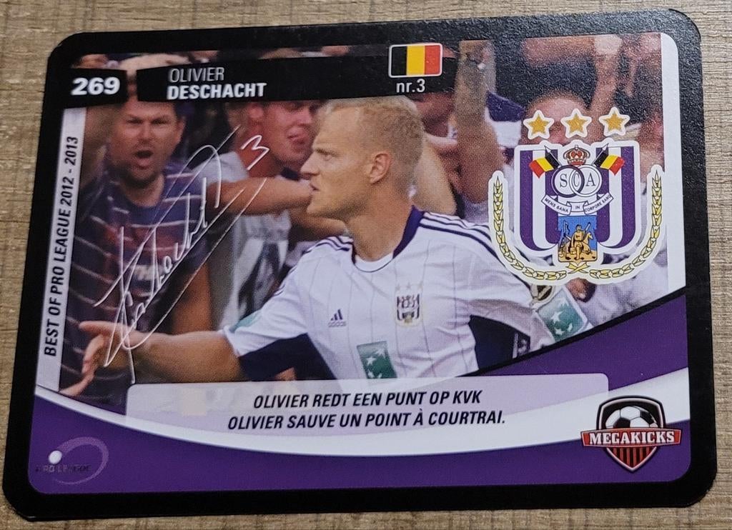 Megakicks kaart: RSC Anderlecht-Olivier Deschacht, Enlèvement ou Envoi, Comme neuf, Affiche, Image ou Autocollant