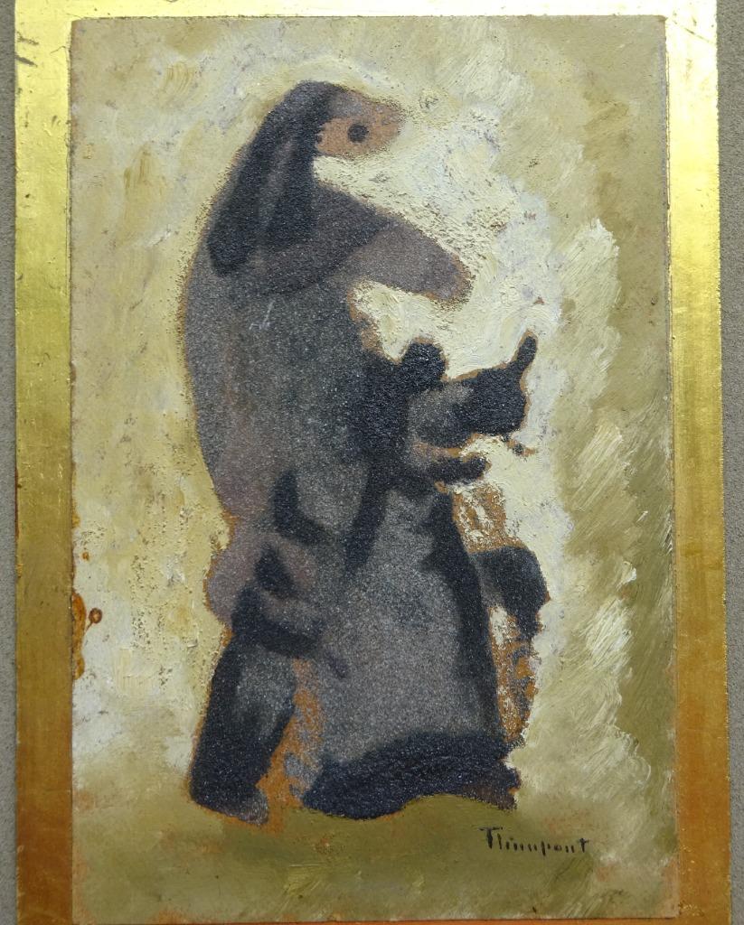 Suzanne Thienpont, materieschilderij, Figuur,  24 x 16 cm, Antiquités & Art, Art | Peinture | Moderne, Enlèvement ou Envoi, Signé