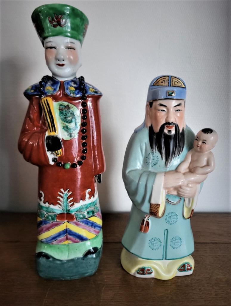 2 statuettes chinoise en porcelaine, Antiquités & Art, Enlèvement ou Envoi