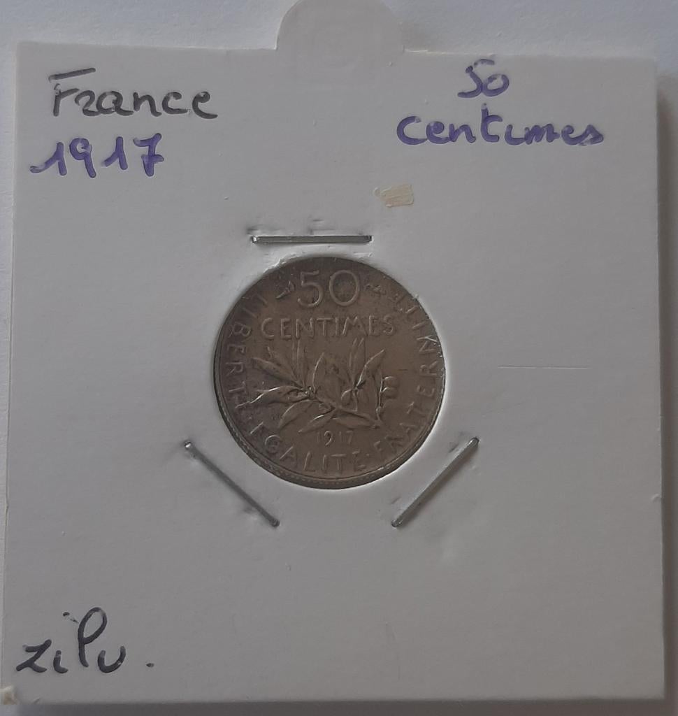 Frankrijk 50 centimes 1917 zilver, Verzenden