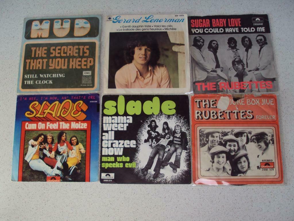 Lot 6 van 6 Singeltjes van "Mud, Slade, The Rubettes,, Cd's en Dvd's, Vinyl Singles, Pop, 7 inch, Verzenden